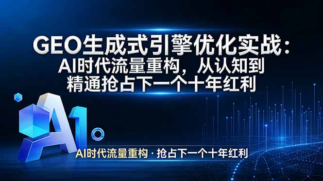 GEO 生成式引擎优化实战：AI时代流量重构，从认知到精通抢占下一个十年红利-云科数创