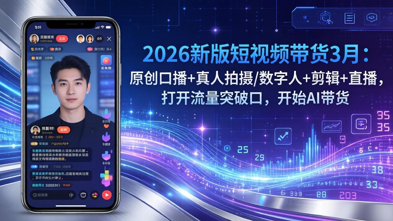 2026新版短视频带货3月：原创口播+真人拍摄/数字人+剪辑+直播，打开流量突破口，开始AI带货-云科数创