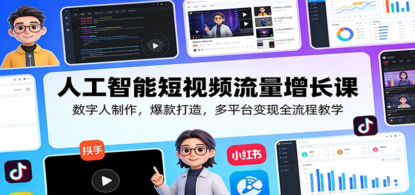 人工智能短视频流量增长课：数字人制作，爆款打造，多平台变现全流程教学-云科数创
