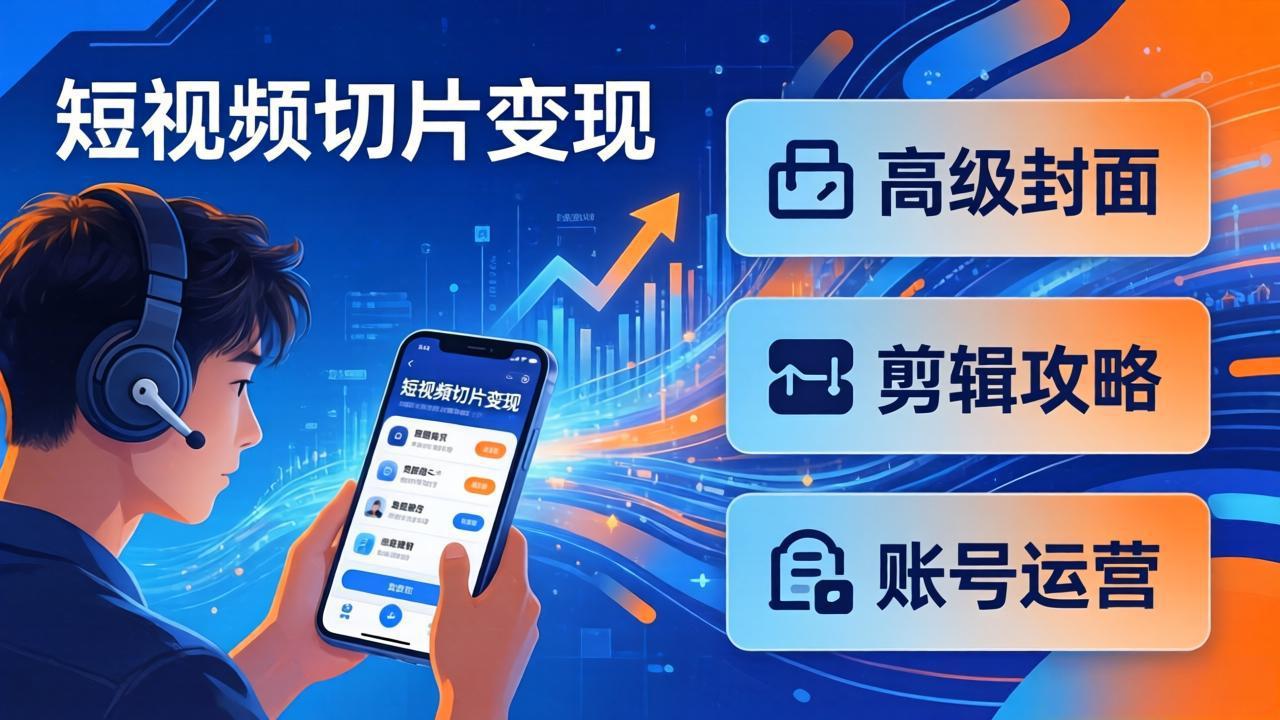 短视频切片变现速成班2.0：高级封面+剪辑攻略+账号运营，0基础小白快速入局副业-云科数创