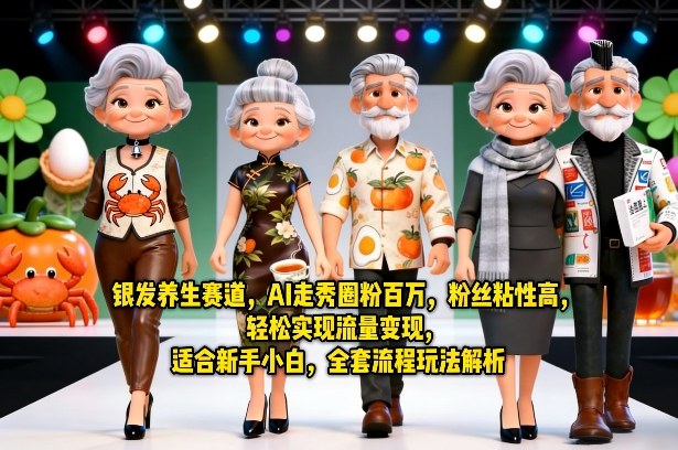 银发养生赛道，AI走秀圈粉百万，粉丝粘性高，轻松实现流量变现，适合新手小白，全套流程玩法解析-云科数创
