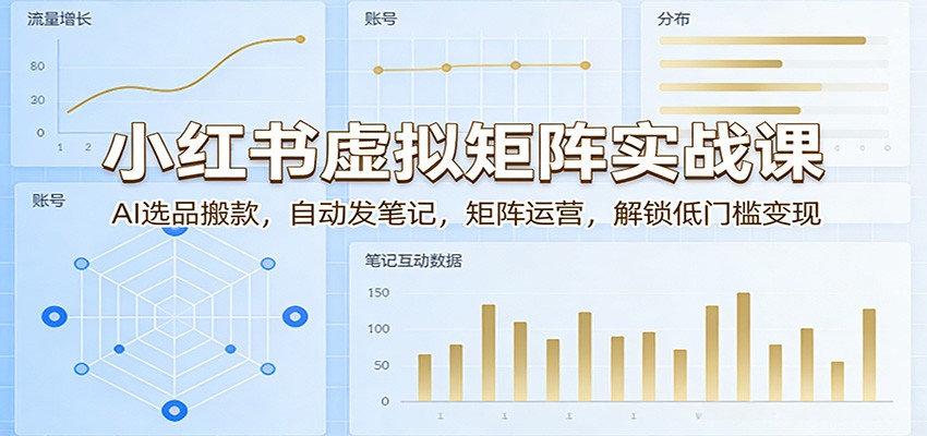 小红书虚拟矩阵实战课：AI选品搬款，自动发笔记，矩阵运营，解锁低门槛变现-云科数创