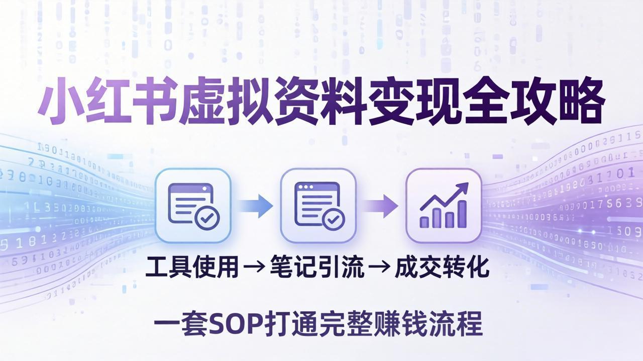 小红书虚拟资料变现全攻略：从工具使用到笔记引流成交，一套 SOP 打通完整赚钱流程-云科数创