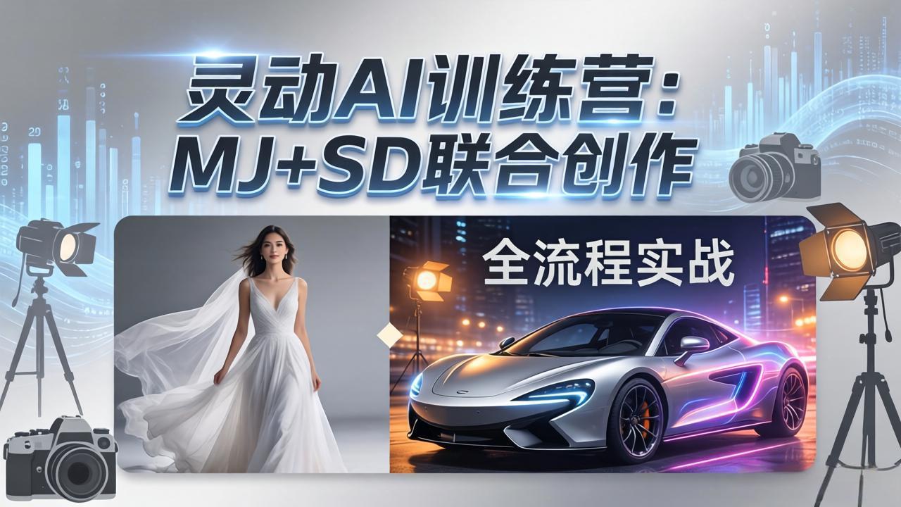 灵动AI训练营-3.0课程：MJ+SD联合创作，从婚纱大片到汽车广告，摄影后期全流程实战-云科数创