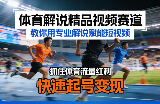 体育解说精品视频赛道,教你用专业解说赋能短视频,抓住体育流量红利,快速起号变现-云科数创
