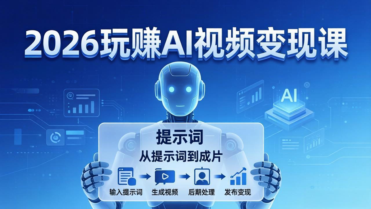 2026玩赚AI视频变现课：掌握 AI 视频全流程技能，从提示词到成片高效产出-云科数创