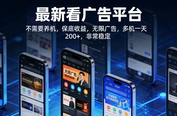 最新看广告平台，不需要养机，保底收益，无限广告，多机一天200+，非常稳定【揭秘】-云科数创