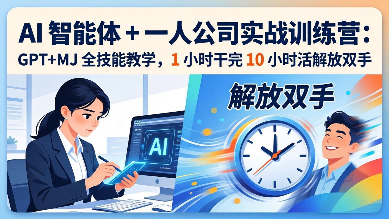 AI 智能体 + 一人公司实战训练营：GPT+MJ 全技能教学，1 小时干完 10 小时活解放双手-云科数创