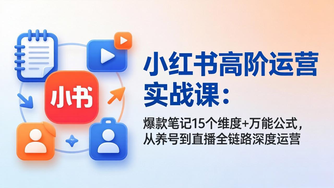 小红书高阶运营实战课：爆款笔记15个维度+万能公式，从养号到直播全链路深度运营-云科数创