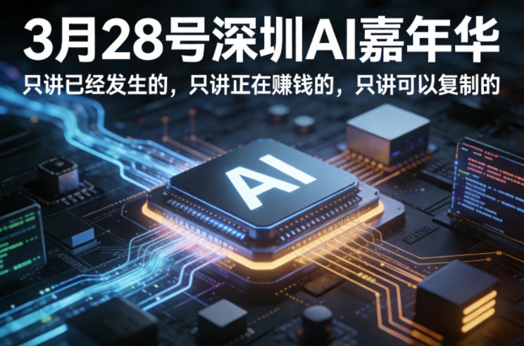 3月28号深圳AI嘉年华，只讲已经发生的，只讲正在賺钱的，只讲可以复制的-云科数创