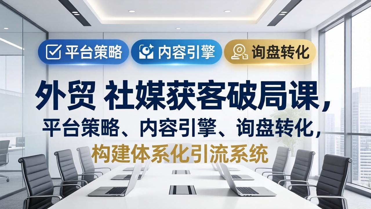 外贸 社媒获客破局课，平台策略、内容引擎、询盘转化，构建体系化引流系统(更新26年3月-云科数创