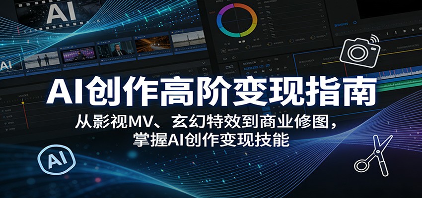 AI创作高阶变现指南:从影视MV、玄幻特效到商业修图,掌握AI创作变现技能-云科数创