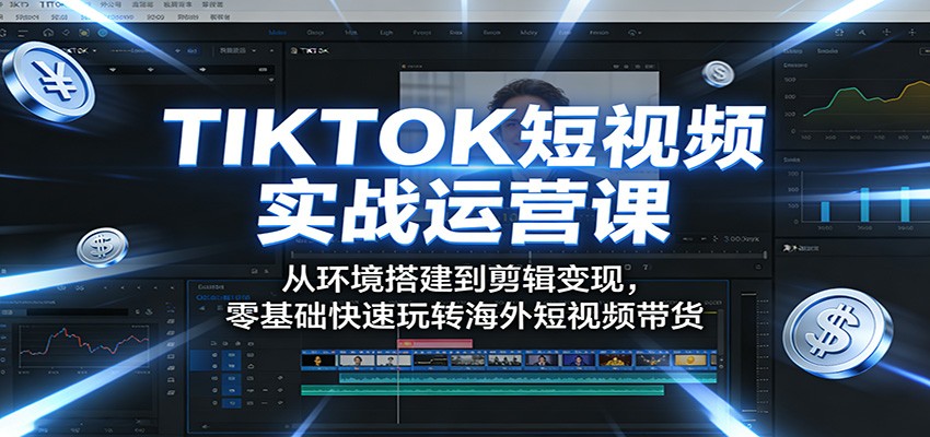 TIKTOK短视频实战运营课：从环境搭建到剪辑变现，零基础快速玩转海外短视频带货-云科数创