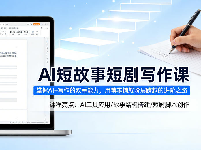 AI短故事短剧写作课，掌握AI+写作的双重能力，用笔墨铺就阶层跨越的进阶之路-云科数创