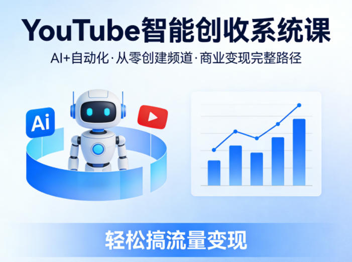 YouTube智能创收系统课,AI+自动化,从零创建YouTube频道并实现商业变现的完整路径,轻松搞流量变现-云科数创