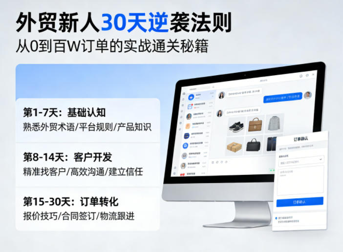 外贸新人30天逆袭法则，教你从0到百W订单的实战通关秘籍-云科数创