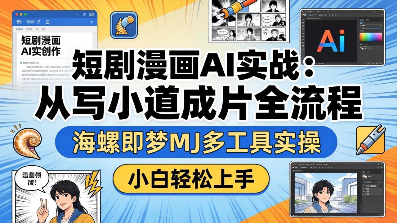 短剧漫画AI实战：从写小说到成片全流程，海螺即梦MJ多工具实操，小白轻松上手-云科数创