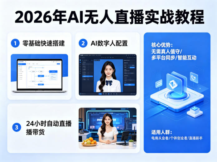 2026年AI无人直播实战教程，零基础也能快速搭建AI数字人无人直播间，实现24小时自动直播带货-云科数创