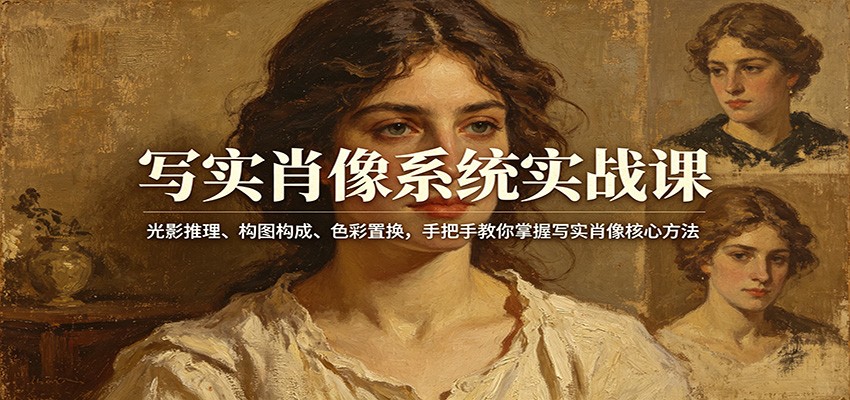 写实肖像系统实战课:光影推理、构图构成、色彩置换,手把手教你掌握写实肖像核心方法-云科数创