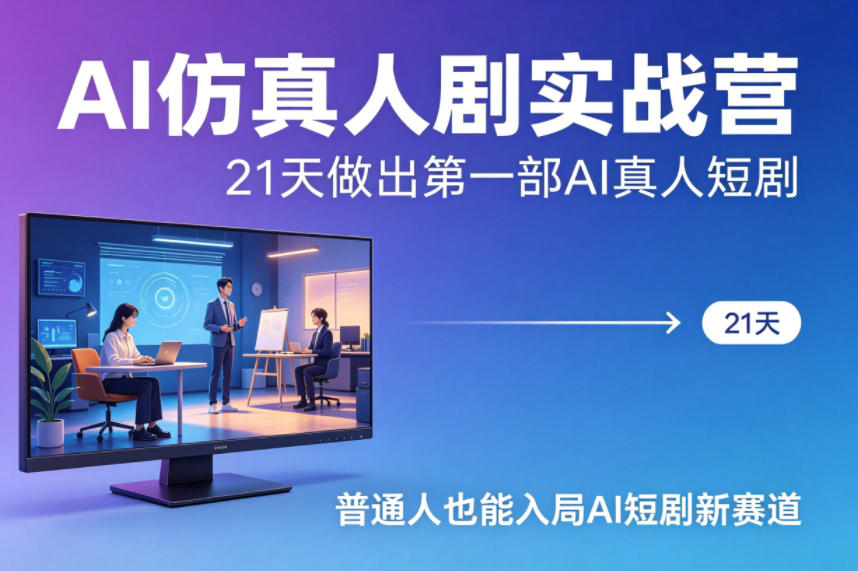 AI仿真人剧实战营,21天做出第一部AI真人短剧,普通人也能入局AI短剧新赛道-云科数创