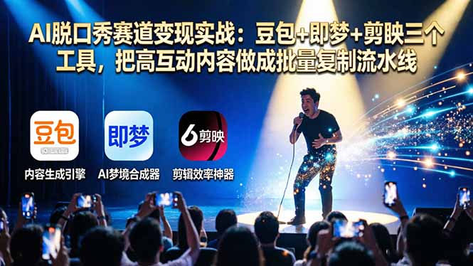 AI脱口秀赛道变现实战:豆包+即梦+剪映三个工具,把高互动内容做成批量复制流水线-云科数创