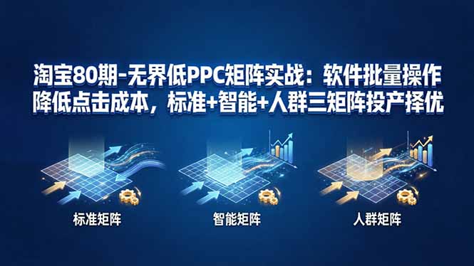 淘宝80期-无界低PPC矩阵实战:软件批量操作降低点击成本,标准+智能+人群三矩阵投产择优-云科数创