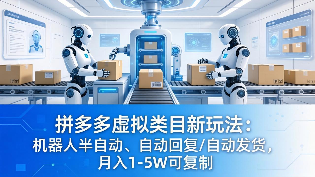 拼多多虚拟类目新玩法：机器人半自动、自动回复 /自动发货，月入 1-5W 可复制-云科数创