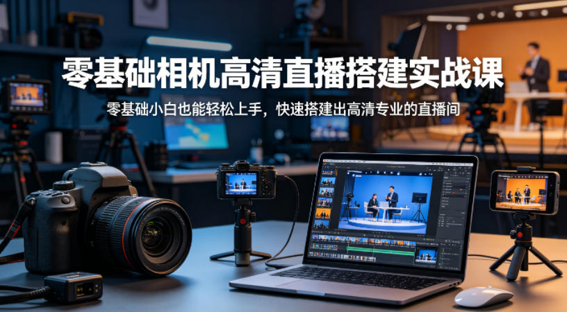 零基础相机高清直播间搭建实战课，小白也能轻松上手，快速搭建出高清专业的直播间-云科数创