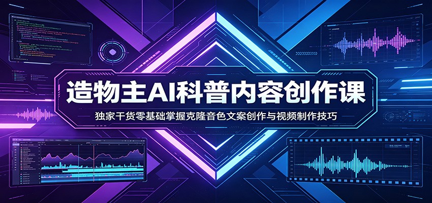 AI科普内容创作课：独家干货零基础掌握克隆音色文案创作与视频制作技巧-云科数创