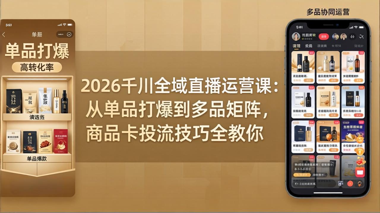 2026千川全域直播运营课：从单品打爆到多品矩阵，商品卡投流技巧全教你-云科数创