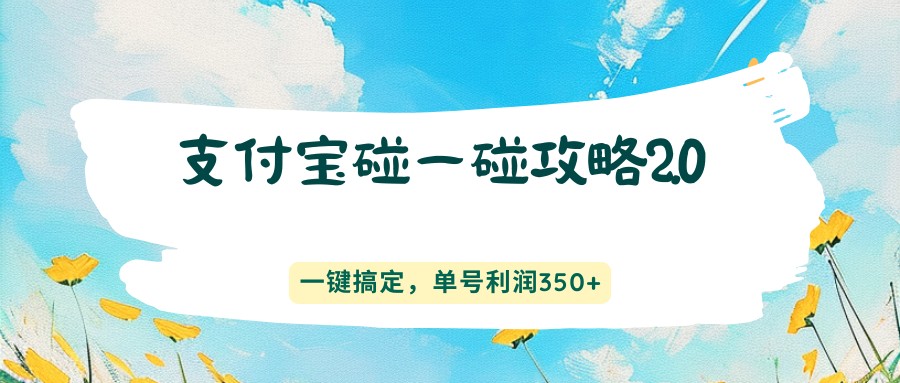 支付宝碰一碰攻略2.0，一键搞定，单号利润350+-云科数创