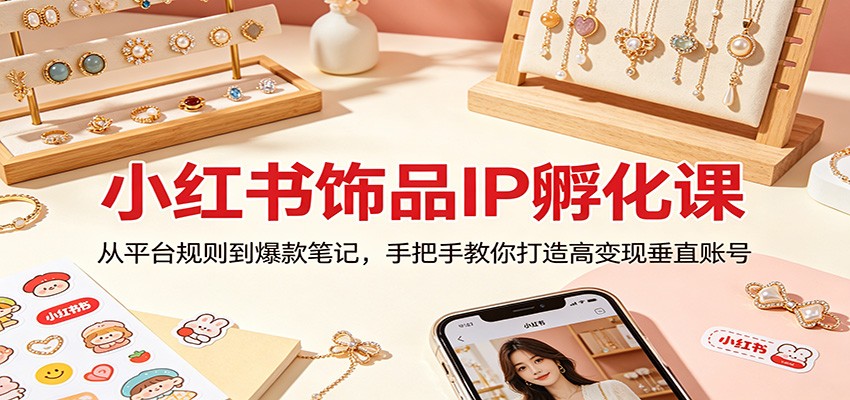 小红书饰品IP孵化课：从平台规则到爆款笔记，手把手教你打造高变现垂直账号-云科数创