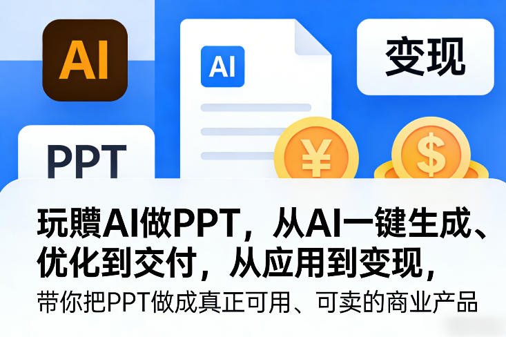 玩賺AI做PPT，从AI一键生成、优化到交付，从应用到变现，带你把PPT做成真正可用、可卖的商业产品(更新0421)-云科数创