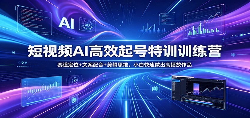 短视频AI高效起号特训训练营：赛道定位+文案配音+剪辑思维，小白快速做出高播放作品-云科数创