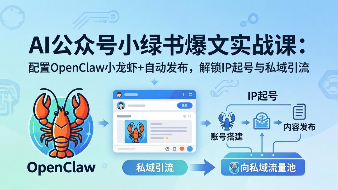 AI公众号小绿书变现实战课：小绿书爆文写作+OpenClaw自动发布，解锁IP起号与私域引流-云科数创