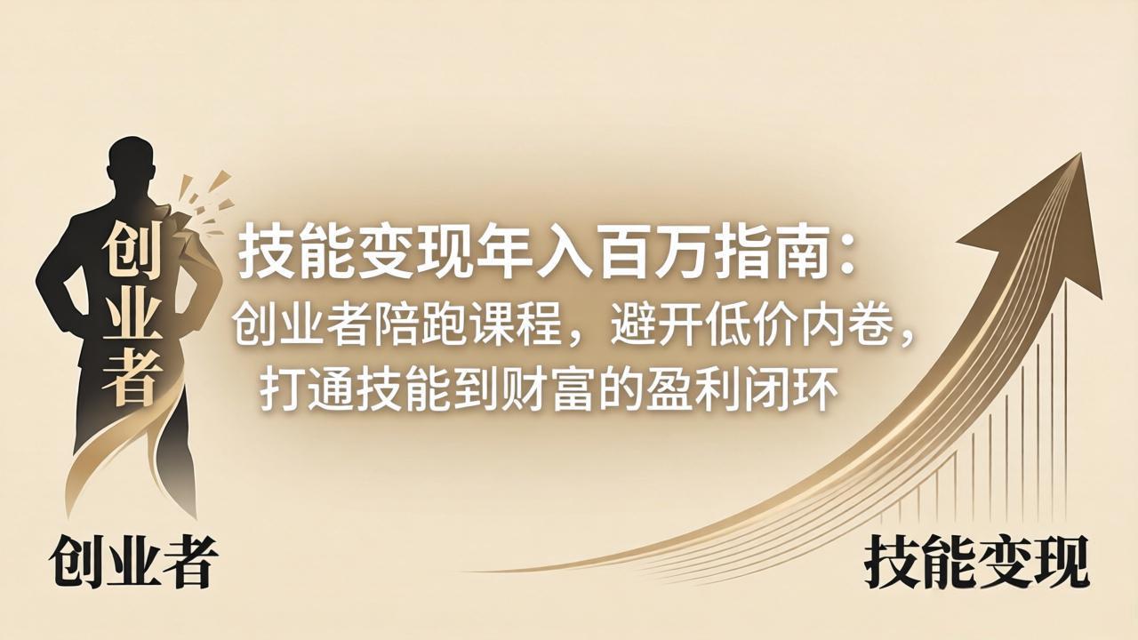 技能变现年入百万指南：创业者陪跑课程，避开低价内卷，打通技能到财富的盈利闭环-云科数创