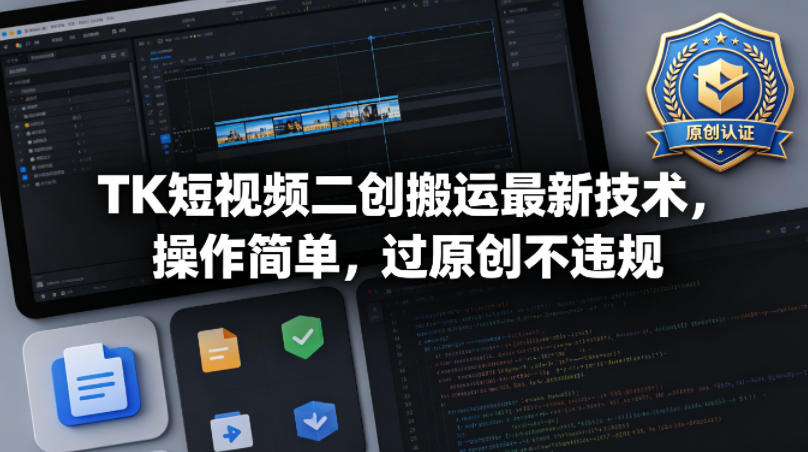 TK短视频二创搬运最新技术，操作简单，过原创不违规-云科数创