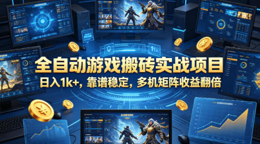 全自动游戏搬砖实战项目，日入1k+，靠谱稳定，多机矩阵收益翻倍【揭秘】-云科数创
