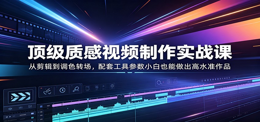 顶级质感视频制作实战课：从剪辑到调色转场，配套工具参数小白也能做出高水准作品-云科数创