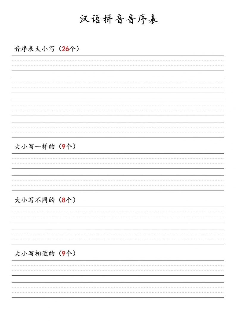 一年级下语文汉语拼音音序表-云科数创
