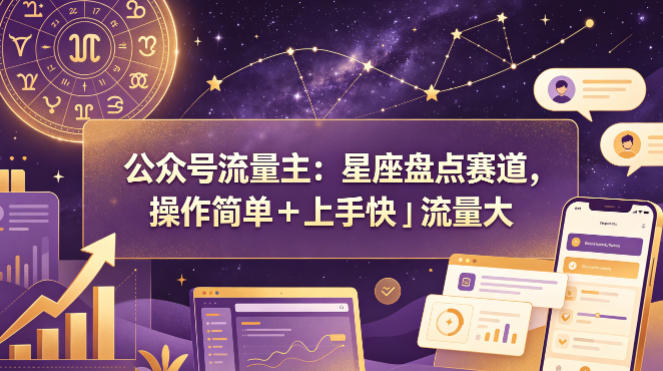 公众号流量主：星座盘点赛道，操作简单＋上手快＋流量大-云科数创