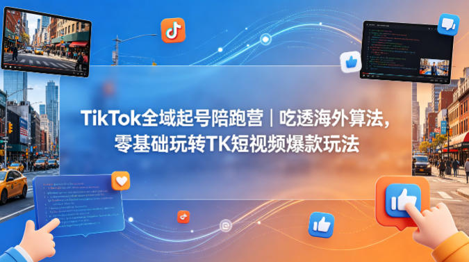 TikTok全域起号陪跑营|吃透海外算法,零基础玩转TK短视频爆款玩法-云科数创