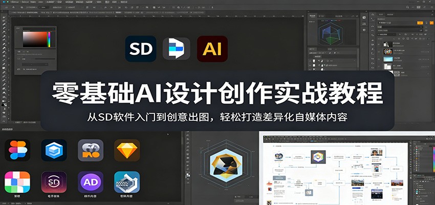 零基础AI设计创作实战教程：从SD软件入门到创意出图，轻松打造差异化自媒体内容-云科数创