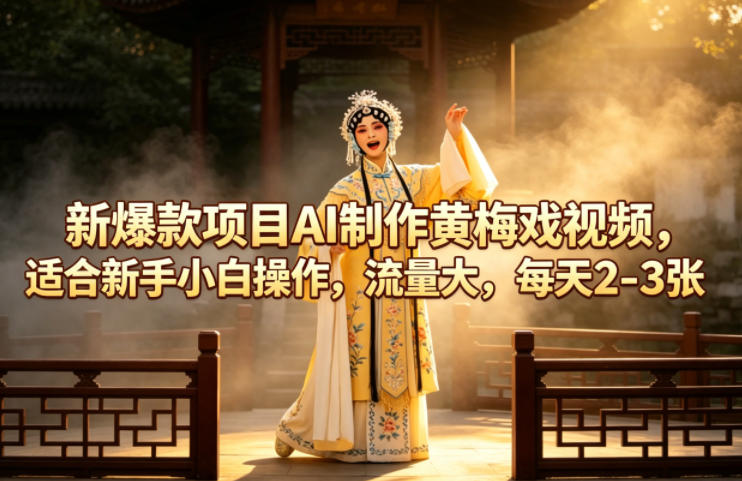 新爆款项目AI制作黄梅戏视频,适合新手小白操作,流量大,每天2-3张-云科数创