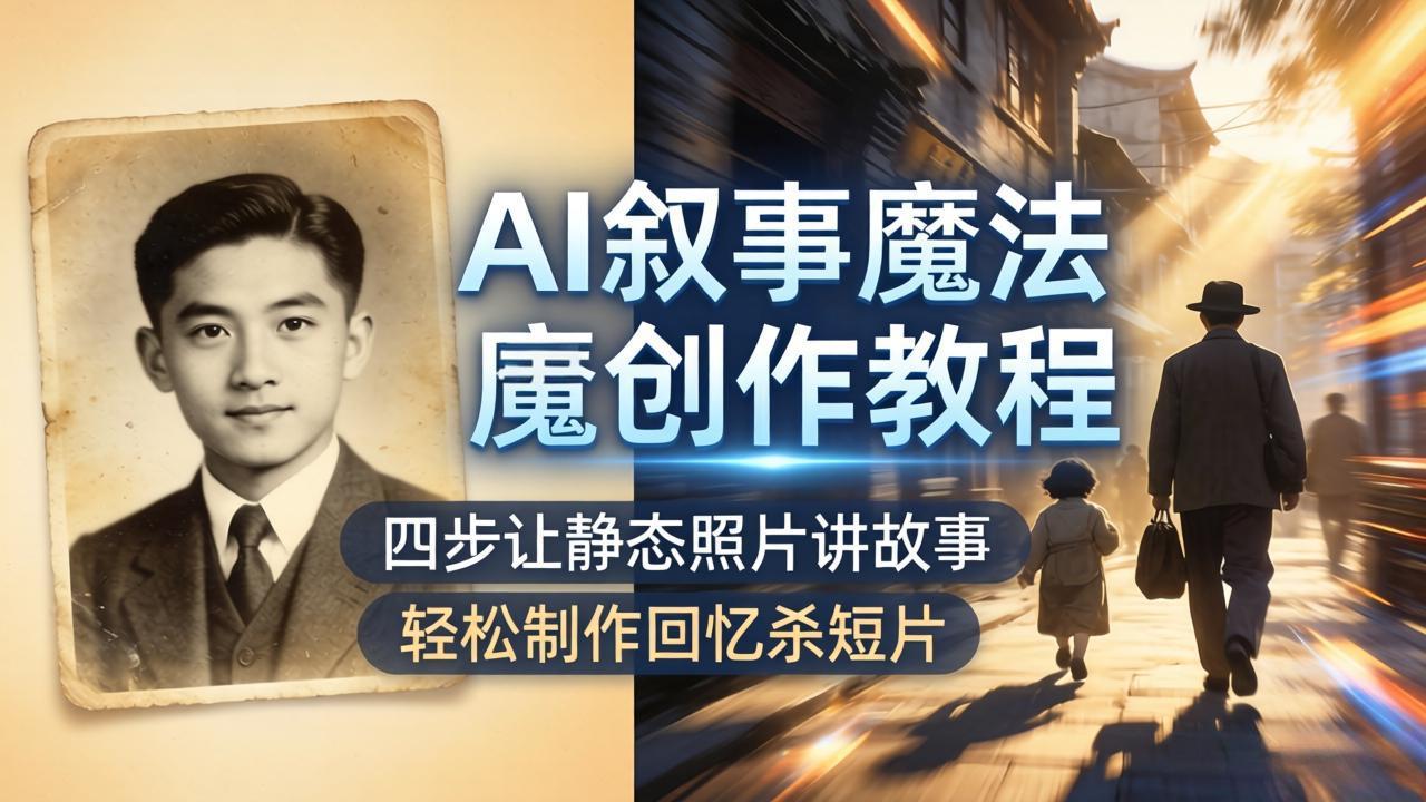 AI叙事魔法创作教程，四步让静态照片讲故事，老照片修复加动态特效，轻松制作回忆杀短片-云科数创