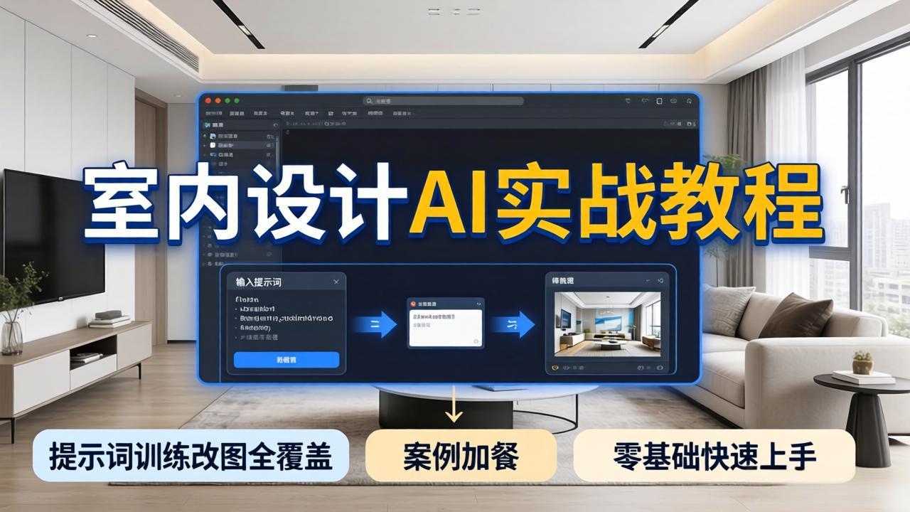 2026室内设计AI实战教程,提示词训练改图全覆盖,搭配案例加餐,零基础也能快速上手-云科数创