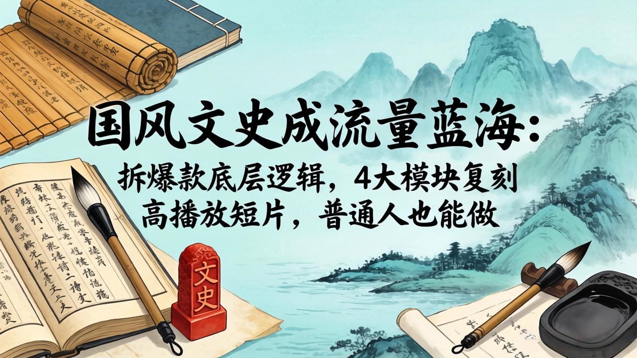 国风文史成流量蓝海:拆爆款底层逻辑,4大模块复刻高播放短片,普通人也能做-云科数创