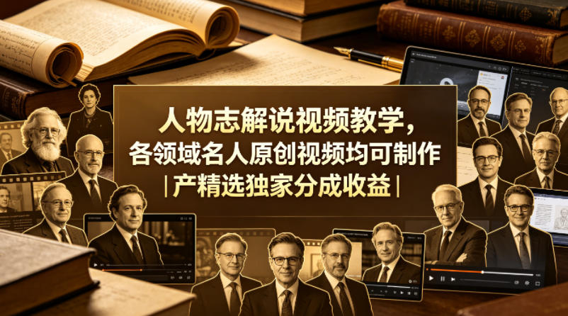 人物志解说视频教学,各领域名人原创视频均可制作丨精选独家分成收益(更新0430)-云科数创