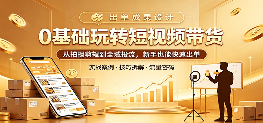 0基础玩转短视频带货:从拍摄剪辑到全域投流,新手也能快速出单-云科数创