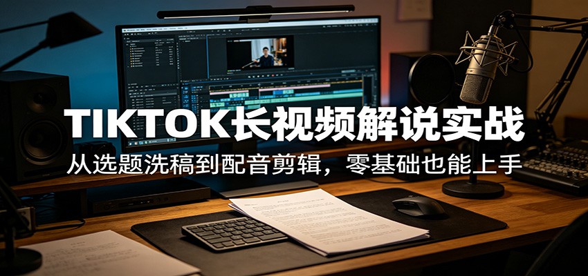 TIKTOK长视频解说实战:从选题洗稿到配音剪辑,零基础也能上手-云科数创